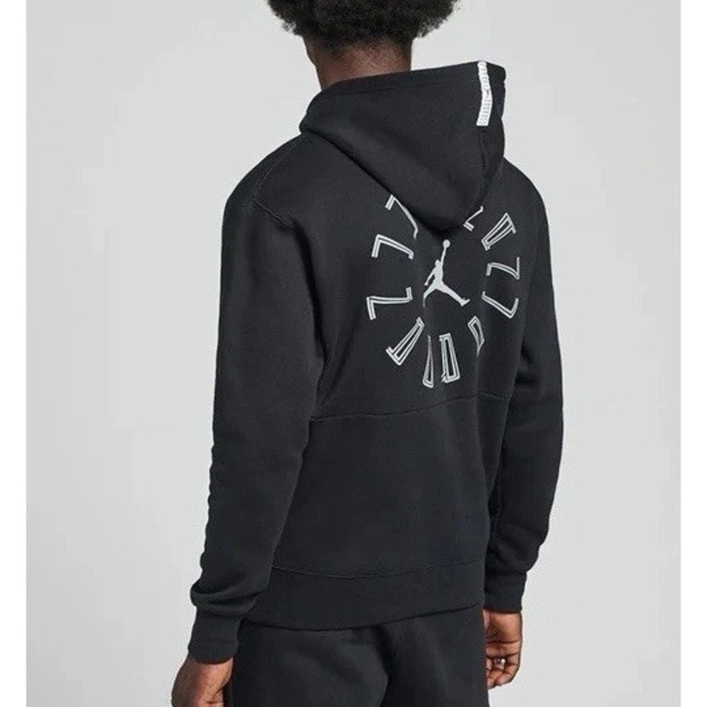 DD0386 Air Jordan Retro 11 Printing Graphics Black Silver Hoodie / Men's Medium
